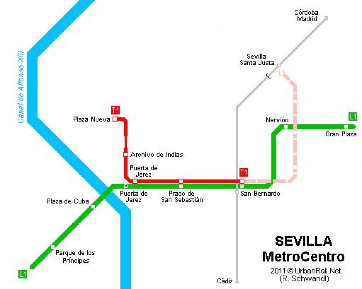 kart Sevilya tramvay